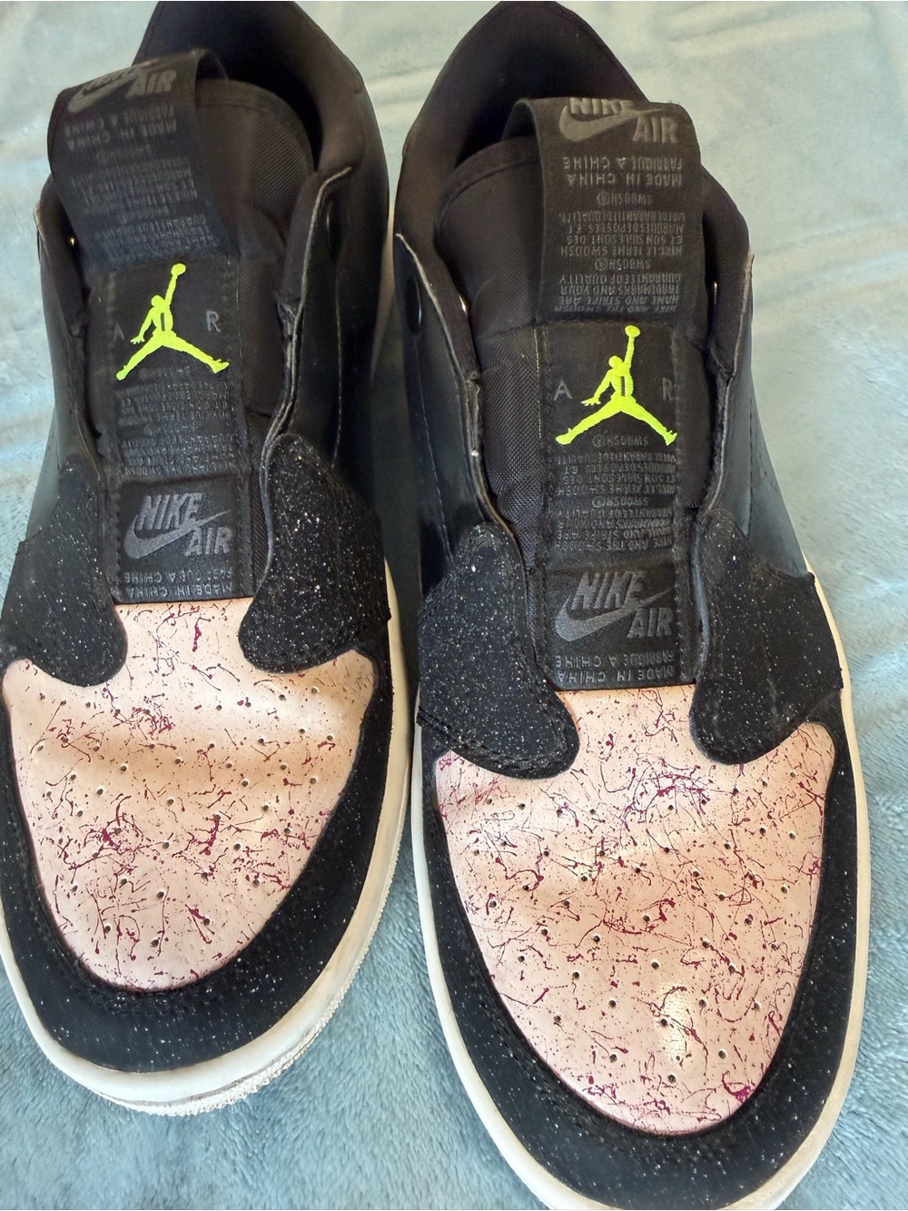 Nike Air Jordan Slip-On Sneakers in Black & Pink with Neon Green Jumpman-woman’s